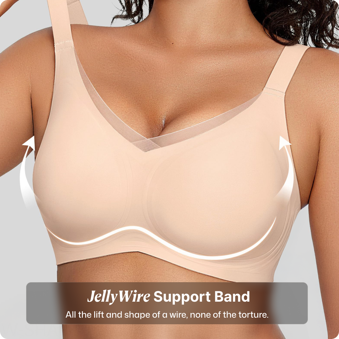 Wireless V-Neck Crossover Mesh Support Bra