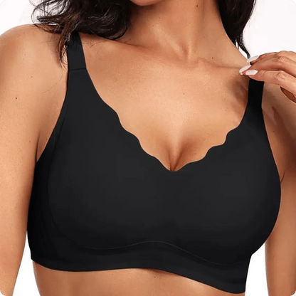 Wireless Scalloped Neckline Push Up Bra