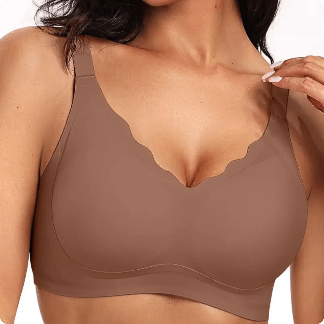 Wireless Scalloped Neckline Push Up Bra