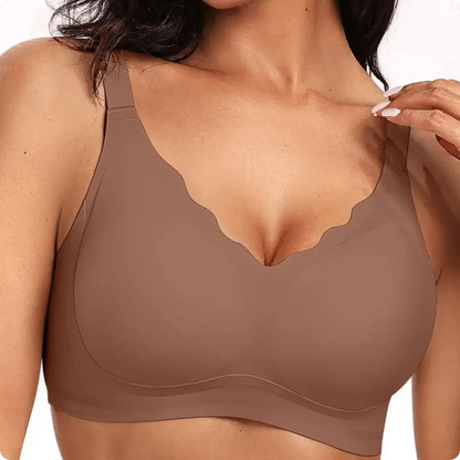 Wireless Scalloped Neckline Push Up Bra