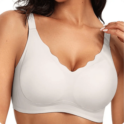 Wireless Scalloped Neckline Push Up Bra