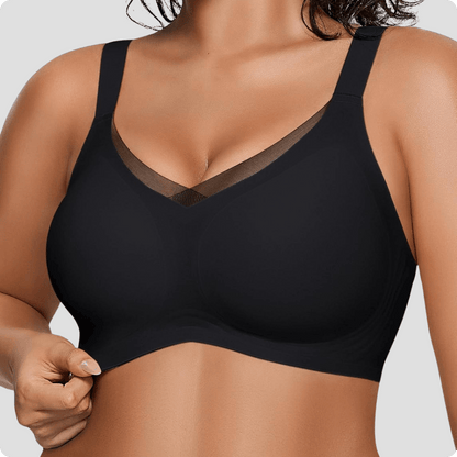 Wireless V-Neck Crossover Mesh Bra