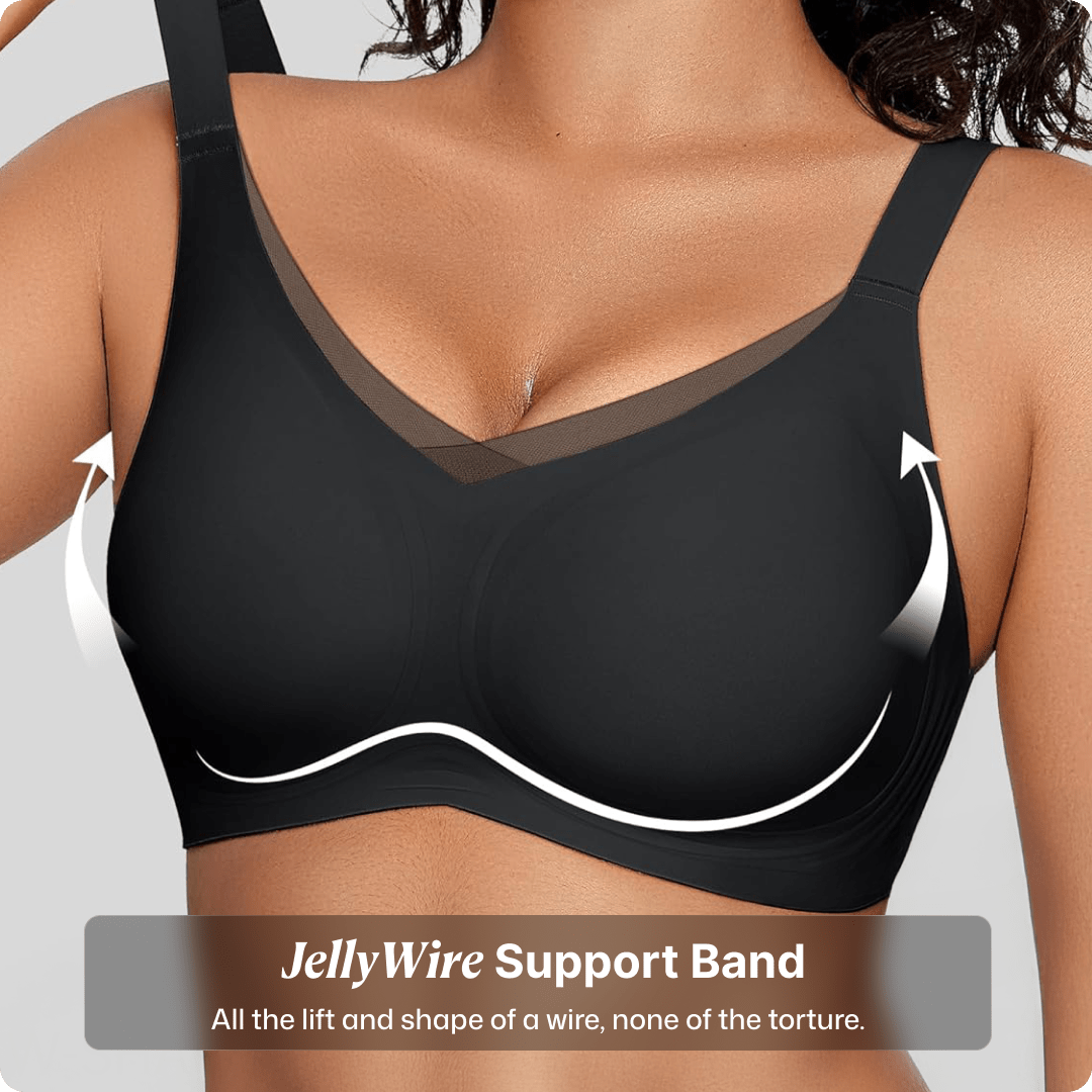 Wireless V-Neck Crossover Mesh Bra