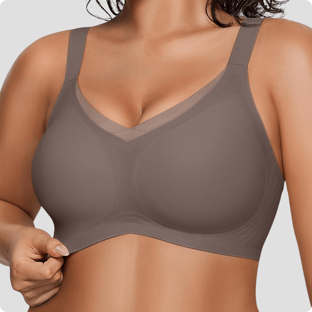 Wireless V-Neck Crossover Mesh Bra
