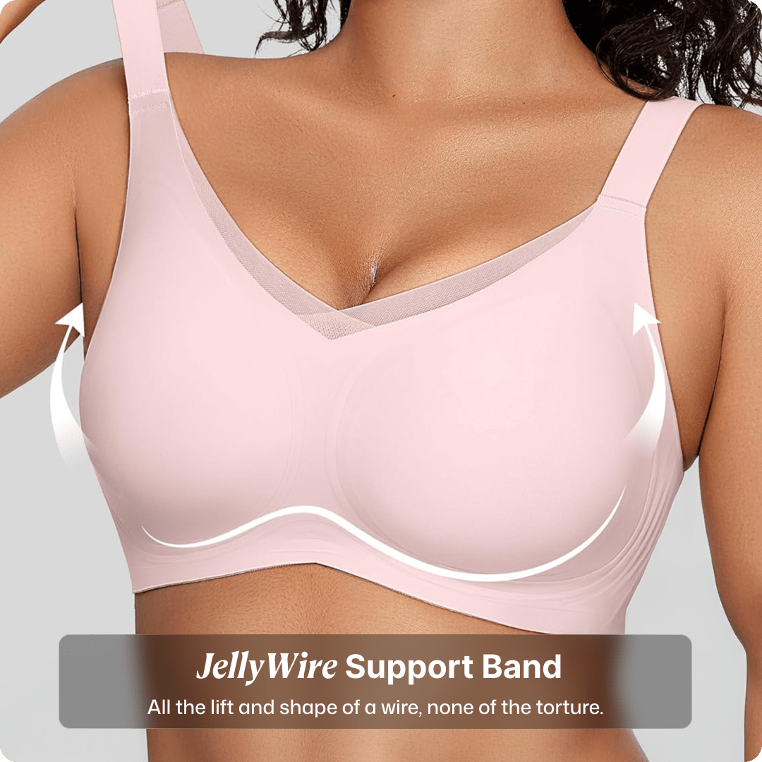 Wireless V-Neck Crossover Mesh Bra