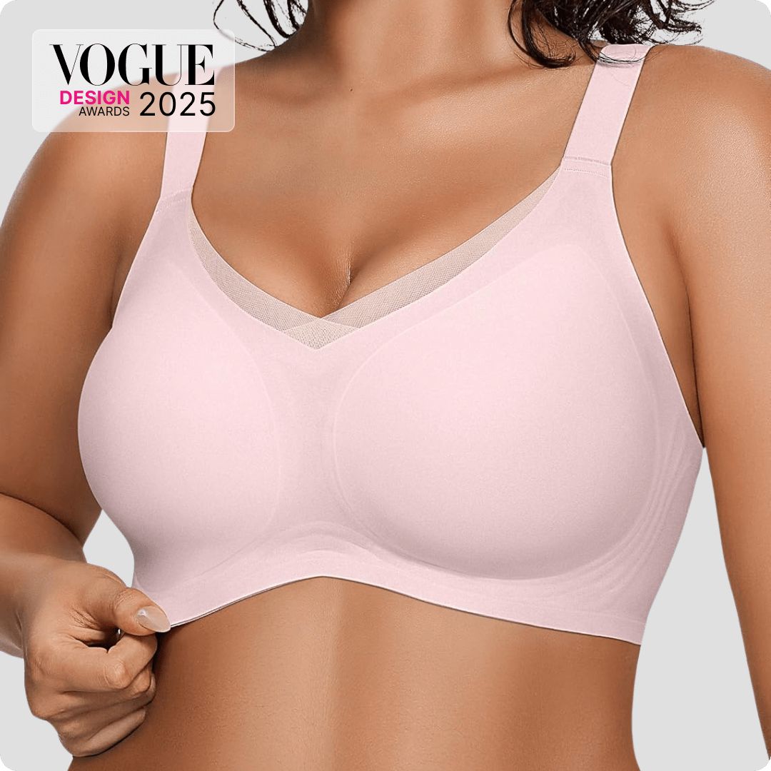 Wireless V-Neck Crossover Mesh Bra