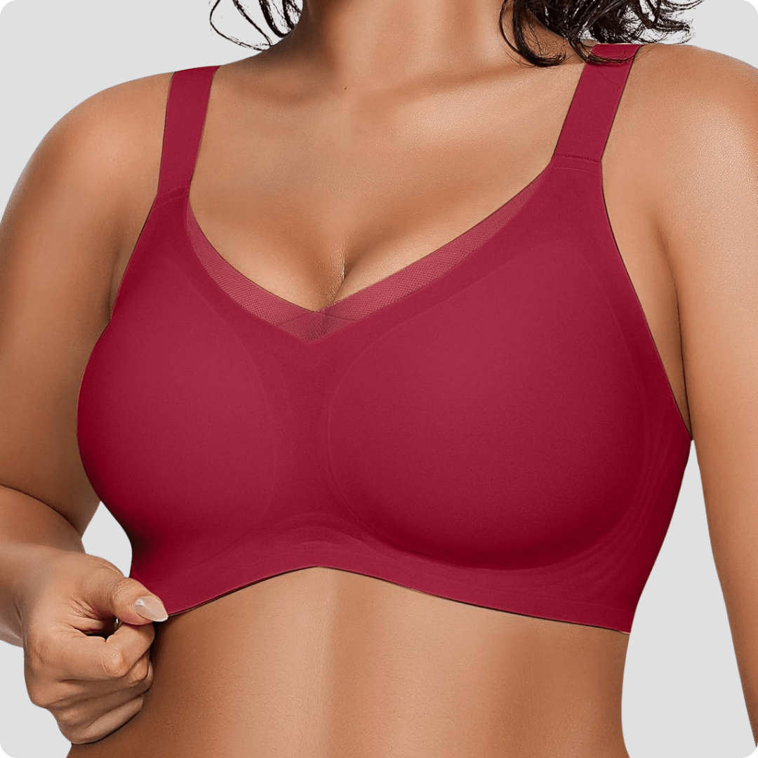 Wireless V-Neck Crossover Mesh Bra