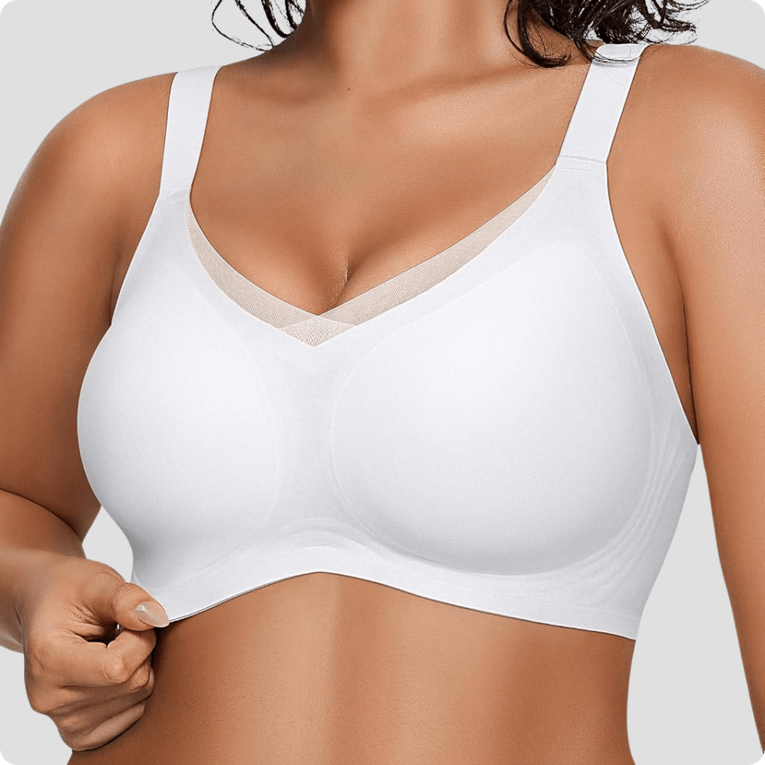 Wireless V-Neck Crossover Mesh Bra