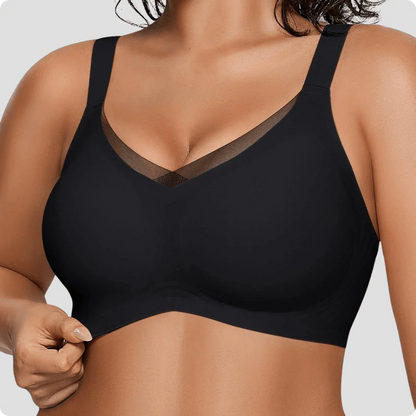 Wireless V-Neck Crossover Mesh Support Bra