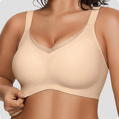 Wireless V-Neck Crossover Mesh Support Bra